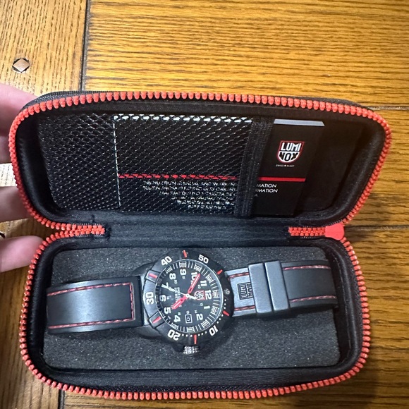 Luminox Black and Red Men's Watch with Case mint condition - Picture 2 of 3